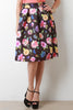 Watercolor Floral Scuba Pleated Midi Skirt