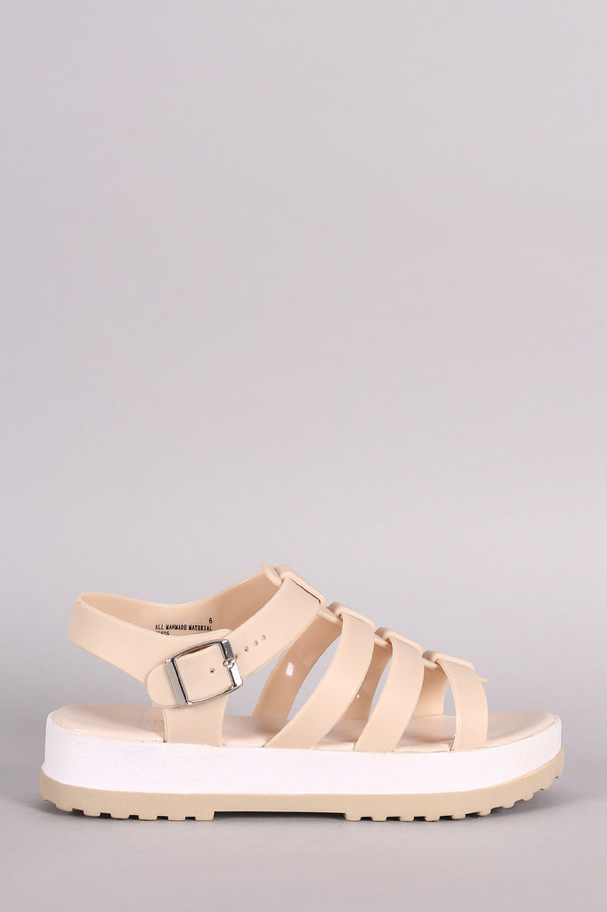 Bamboo Jelly Open Toe Fisherman Flatform Sandal