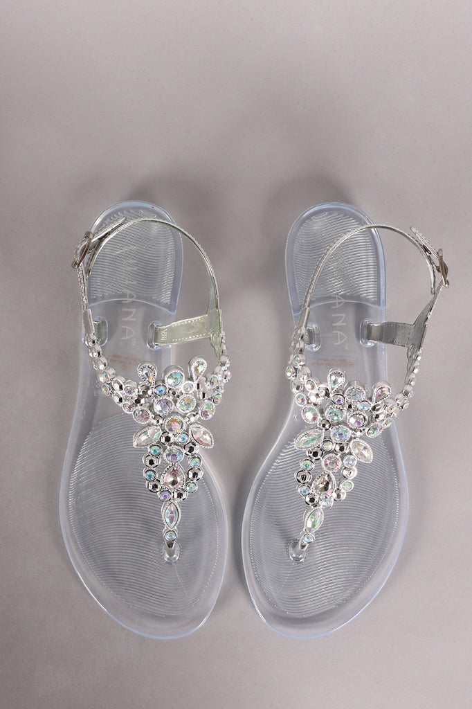 Clear rhinestone jelly sandals sales