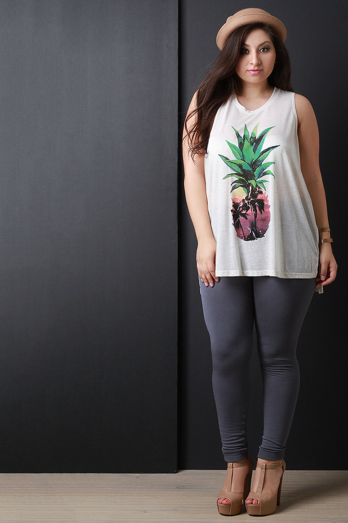 Pineapple Sunset Graphic Print Sleeveless Top