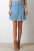 High Waisted Denim Scalloped Skirt