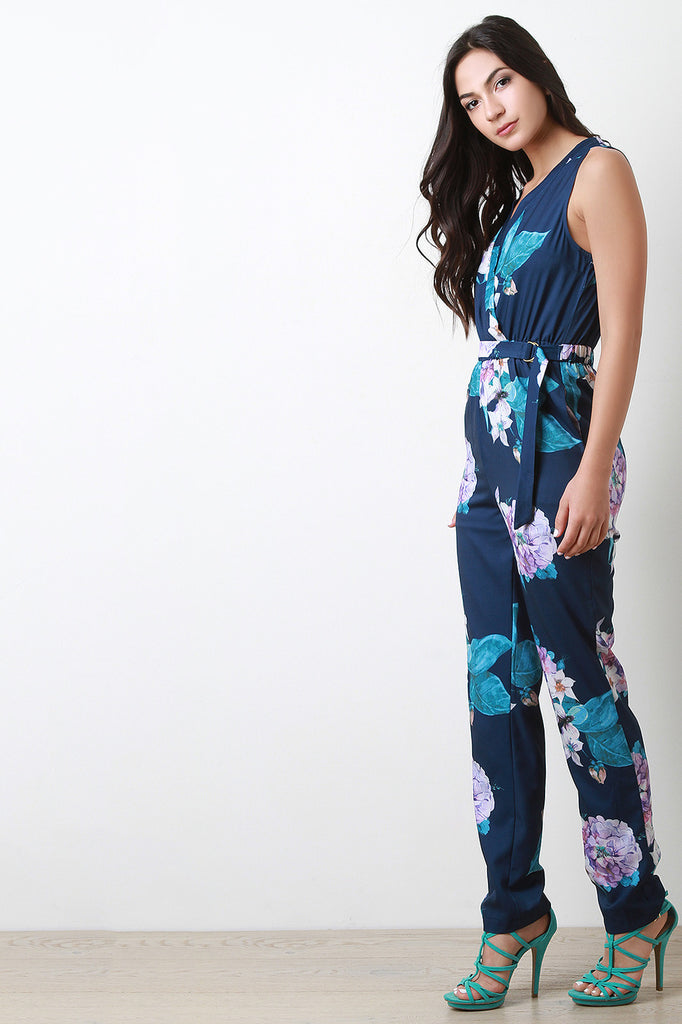 Tropical Flowers Sleeveless Jumpsuit
