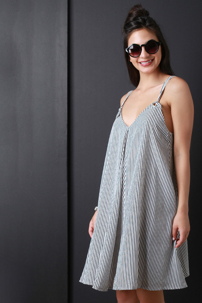 Stripe Sleeveless Swing Dress