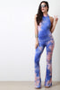 Mock Neck Halter Tie Dye Jumpsuit