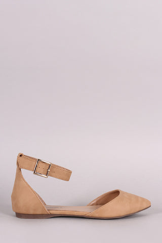 Bamboo Nubuck Ankle Cuff Lace-Up Flat