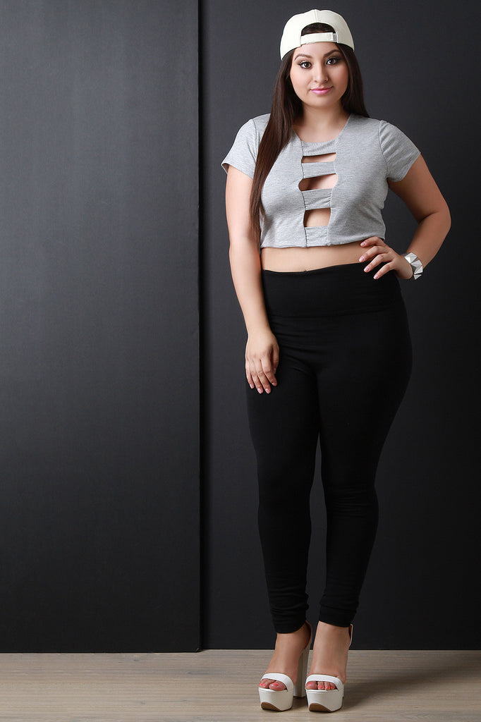 Banded Open Front  Crop Top