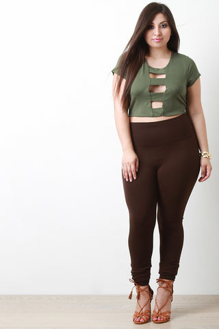 Banded Open Front  Crop Top