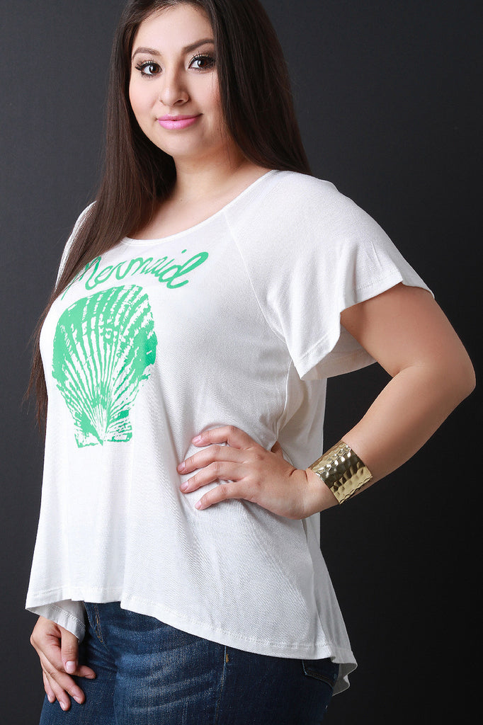 Mermaid Clam Shell Graphic Print Tee