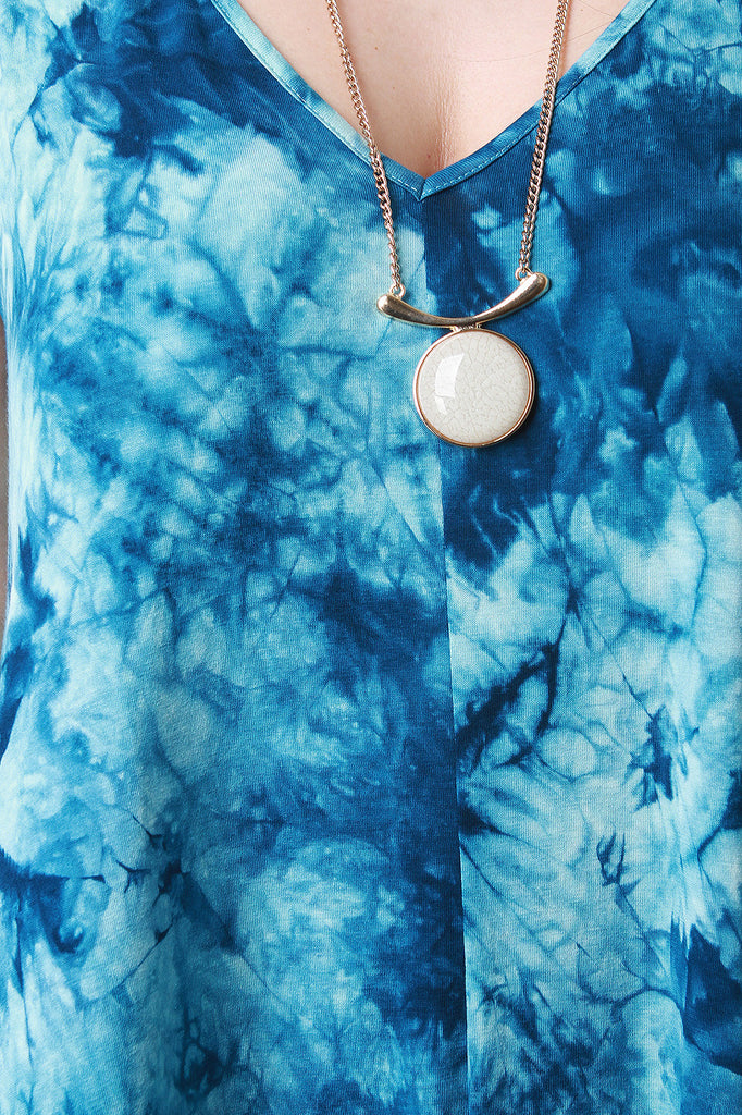 Deep V Tie Dye Print Asymmetrical Dress