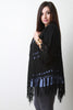 Solid Macrame Knit Fringe Kimono