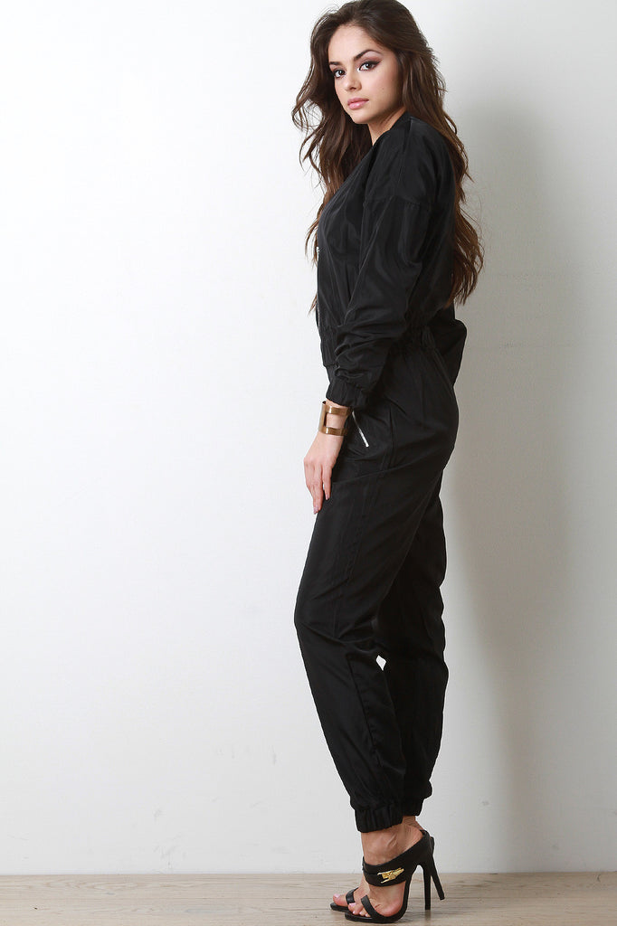 Bomber Zip Up Jumpsuit