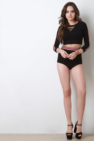 High Waist Distressed Frayed Hem Denim Shorts