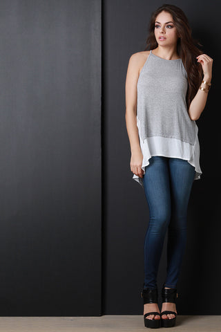 Loose Knit Two Tone Sleeveless Top