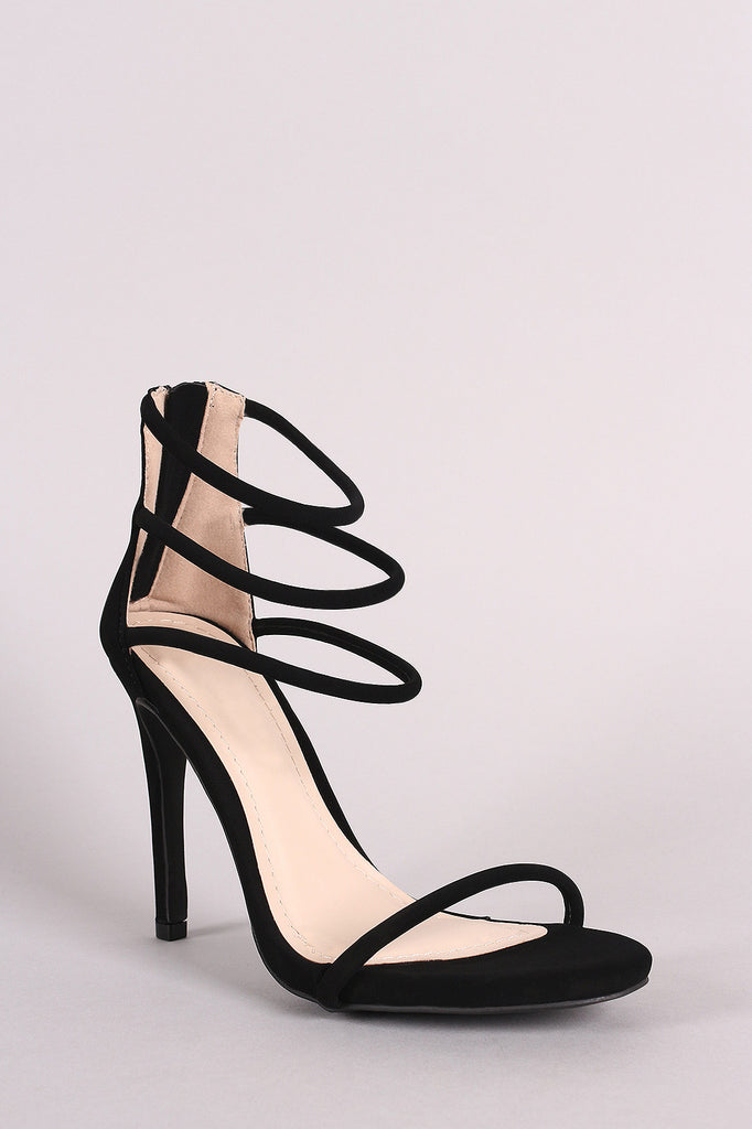 Anne Michelle Nubuck Triple Ankle Strap Single Sole Heel