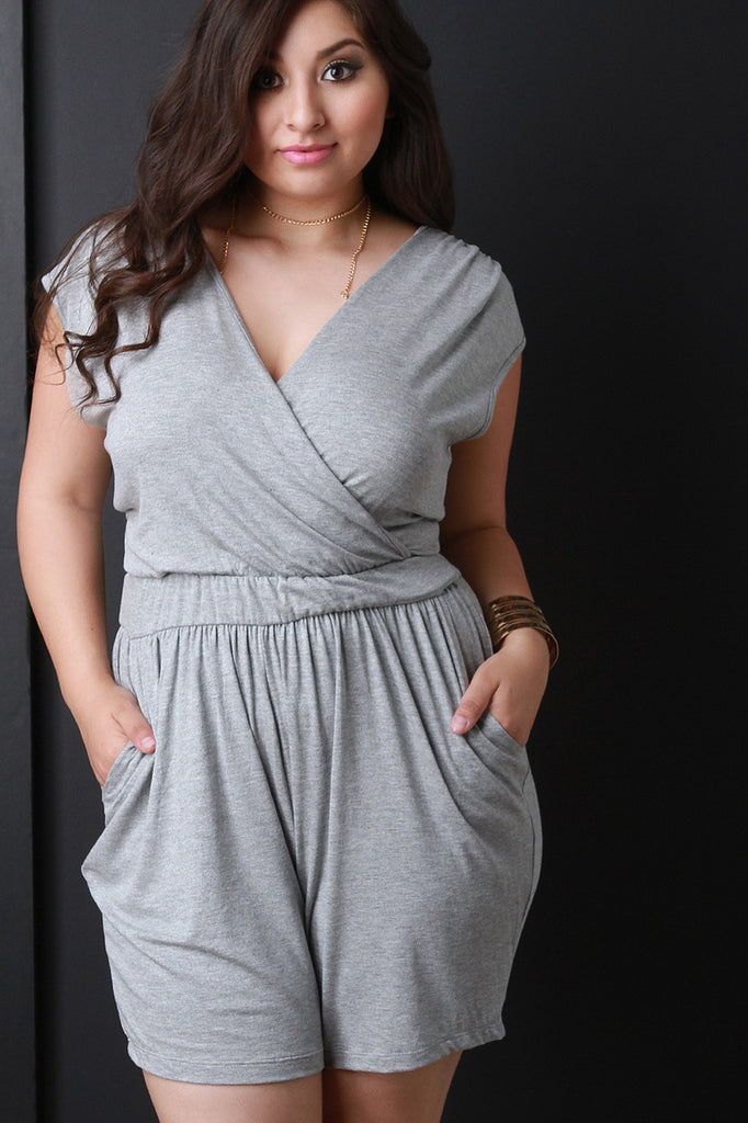 Sleeveless Surplice High Waist Romper