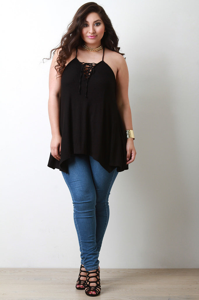 Lace Up Racerback Spaghetti Strap Top