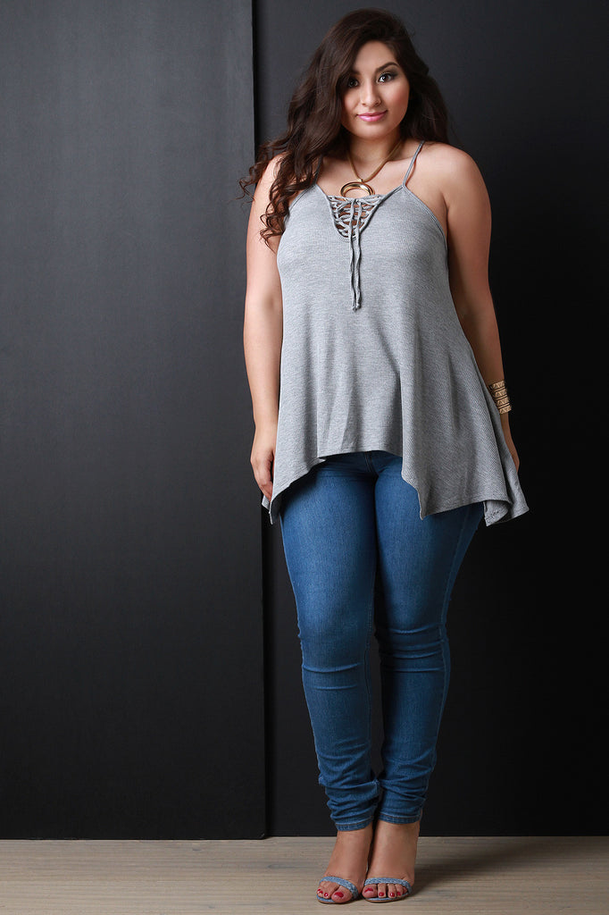 Lace Up Racerback Spaghetti Strap Top