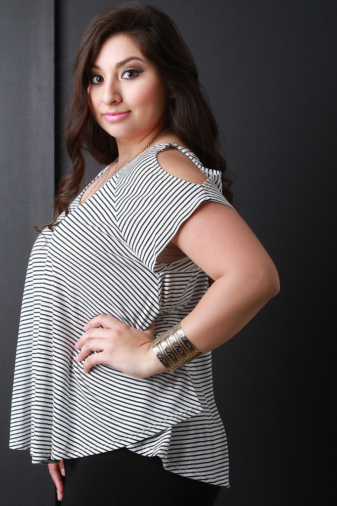 Striped Cold Shoulder Top