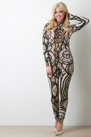 Native Semi-Sheer Mesh Jumpsuit