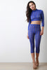 Semi-Sheer Fishnet Grid Capri Leggings