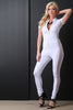 Solid Mesh Panel Zip-Up Jumpsuit