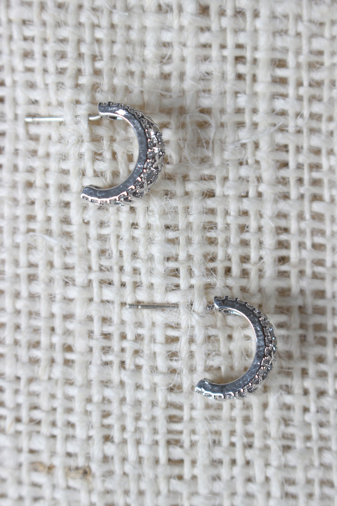 Roman Time Half Hoop Studs