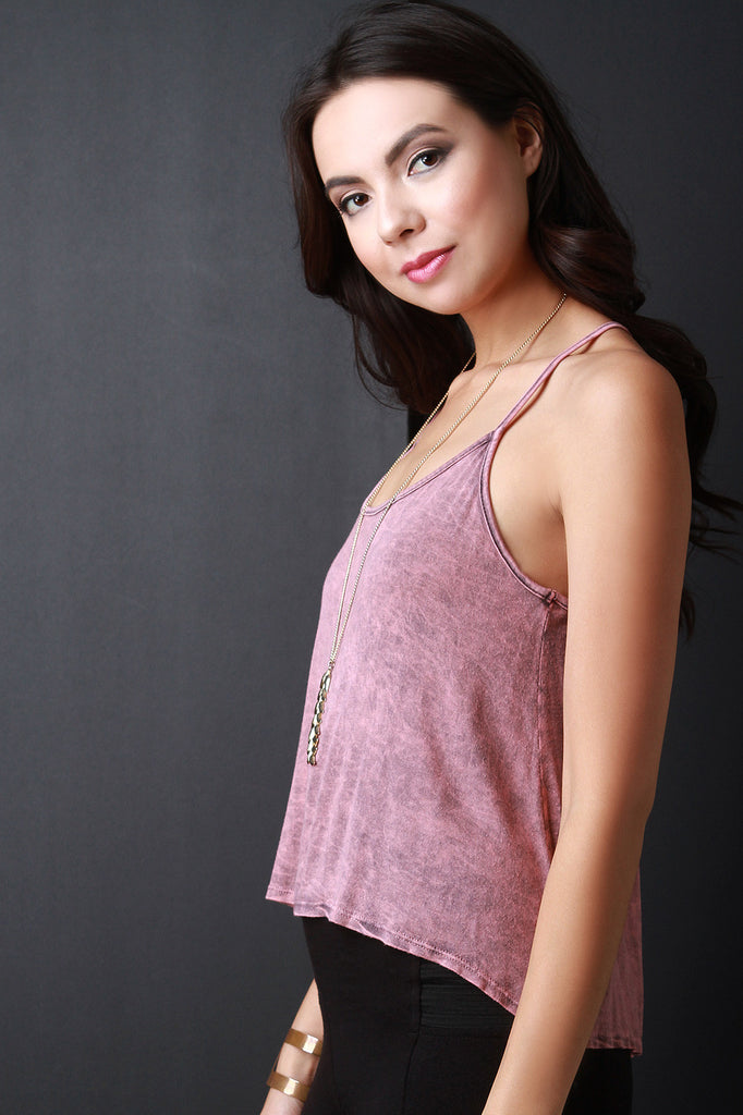 Vintage Wash Racerback Spaghetti Strap Crop Top