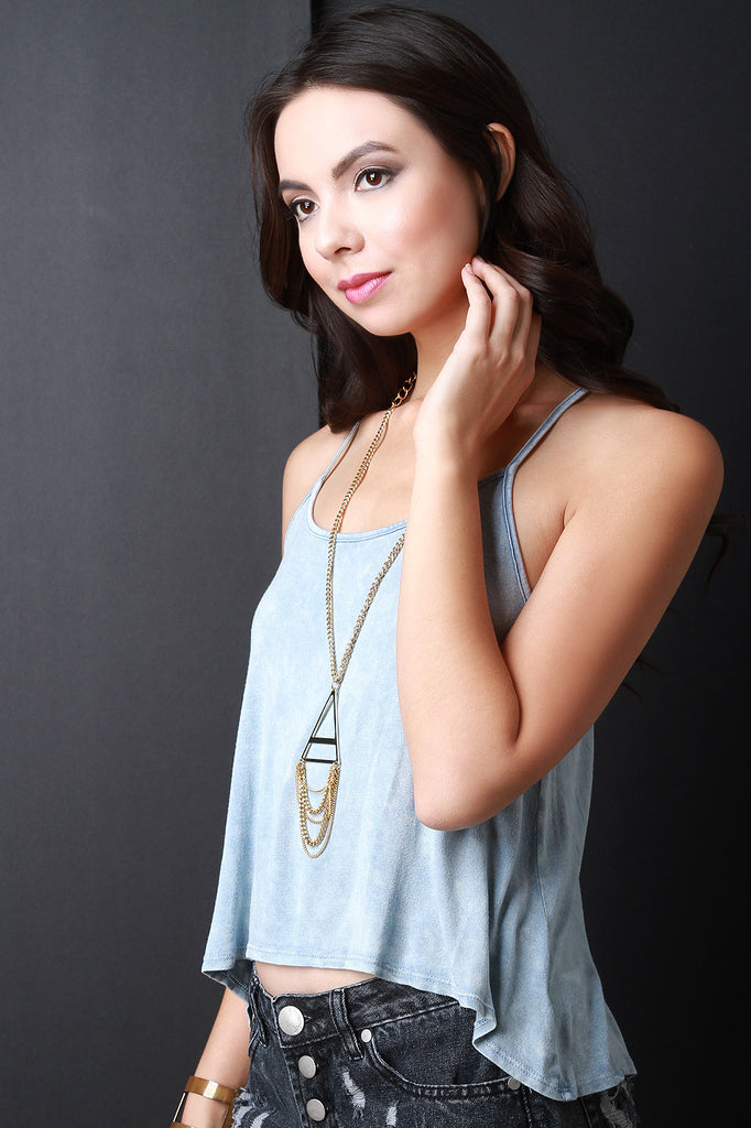 Vintage Wash Racerback Spaghetti Strap Crop Top