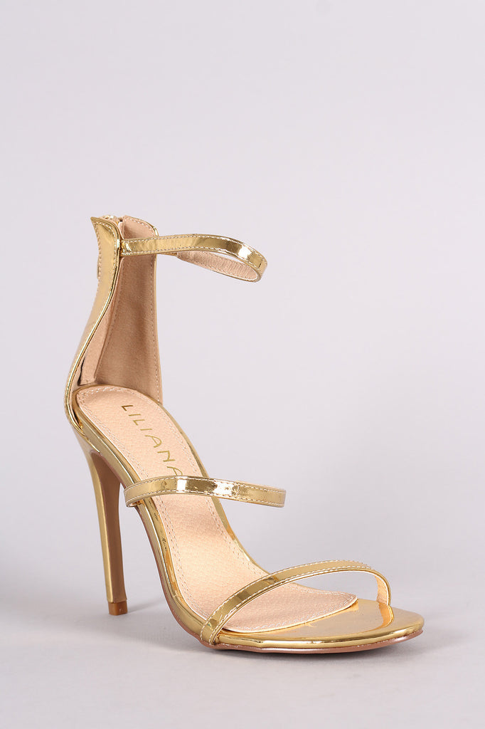 Liliana Mirrored Patent Triple Straps Single Sole Heel