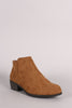 Qupid Suede Round Toe Cowgirl Ankle Boots