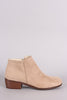 Qupid Suede Round Toe Cowgirl Ankle Boots