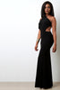 Solid Halter Strappy Mermaid Cut Maxi Dress