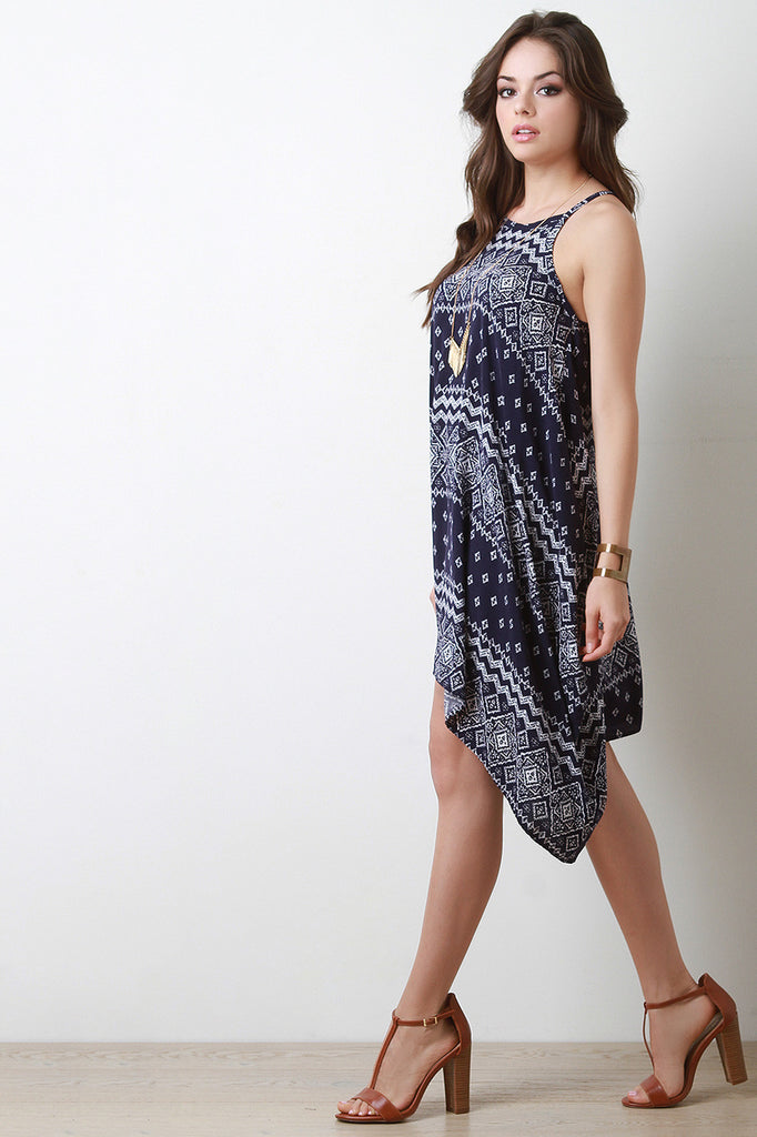 Bandana Print Handkerchief Midi Dress