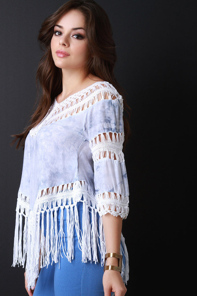 Bohemian Tie Dye Macrame Top