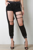 Cutout Pocketed Drawstring Joggers