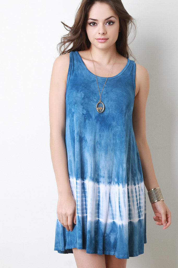 Sleeveless Tie Dye Shift Dress