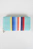 Vegan Leather Stripe Pattern Zippered Wallet