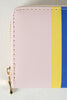 Vegan Leather Stripe Pattern Zippered Wallet