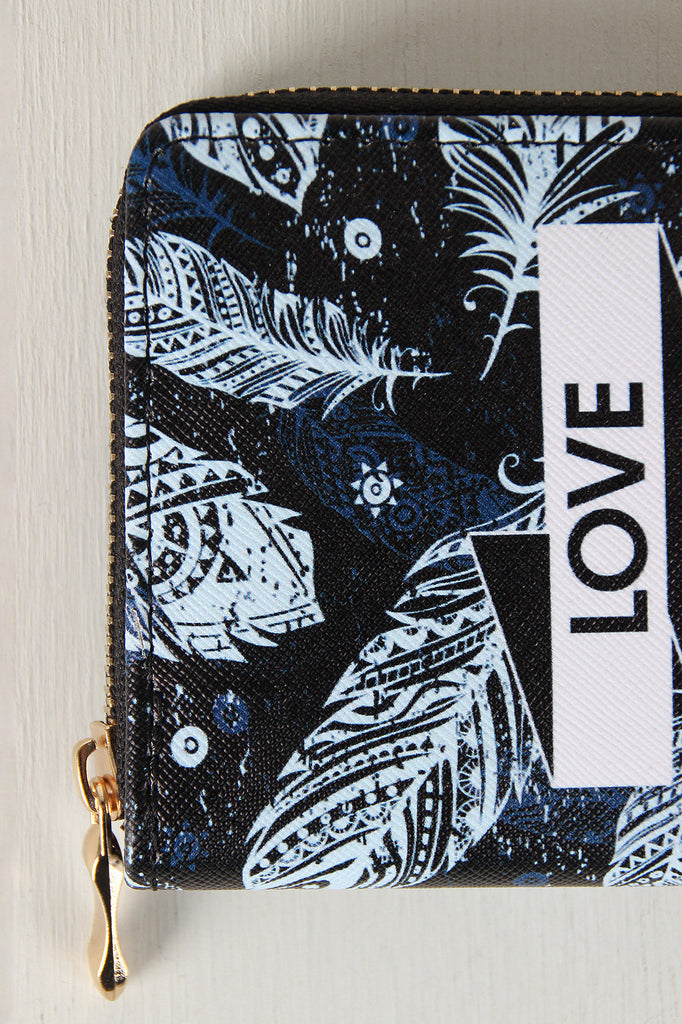 Love More Worry Less Vegan Leather Zipper Wallet