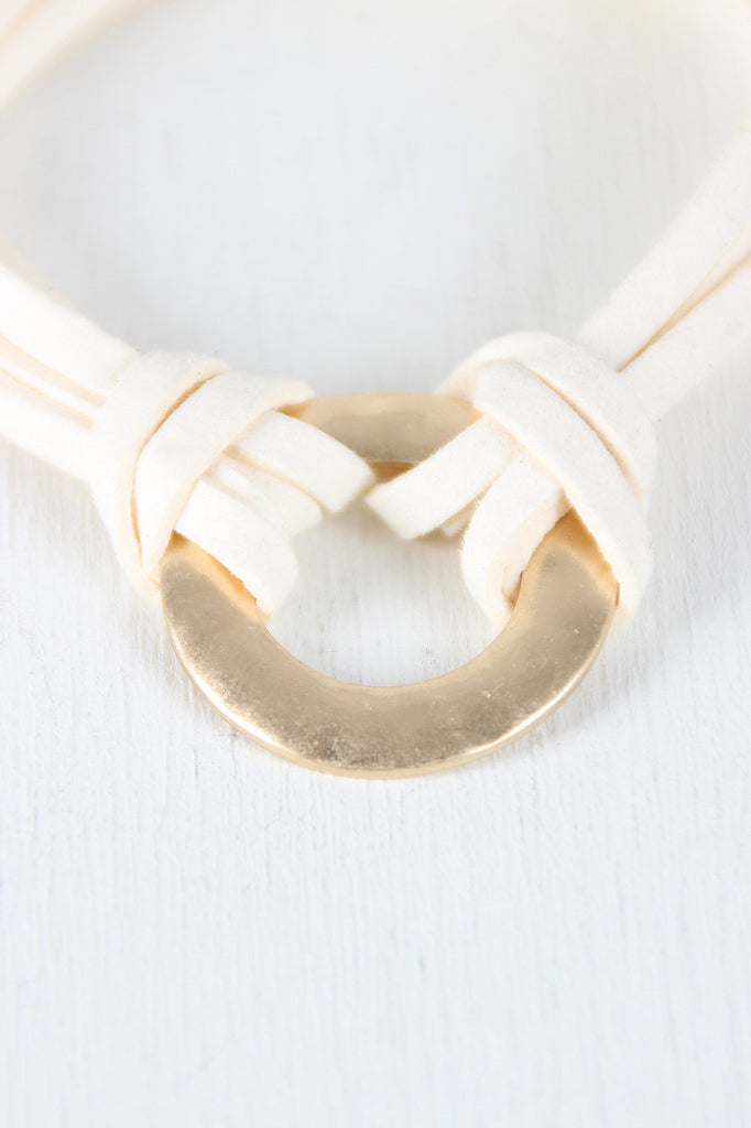 Vegan Leather Pull String Circle Bracelet