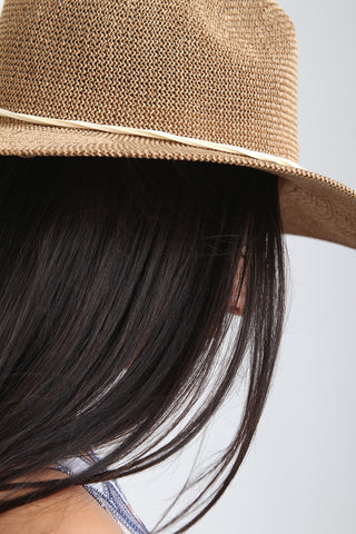 Vegan Leather Cord Straw Panama Hat