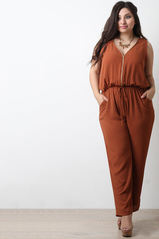 Chiffon Surplice Deep V Belted Romper