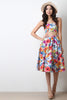 Vibrant Floral Print High Waist Skirt