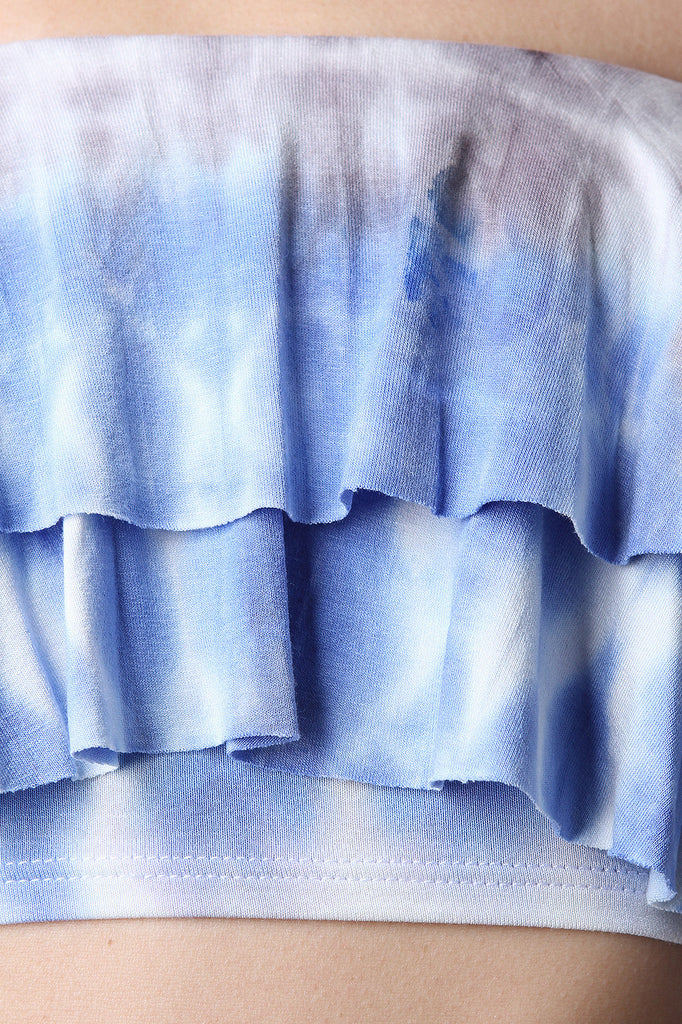 Tie Dye Double Ruffle Crop Top