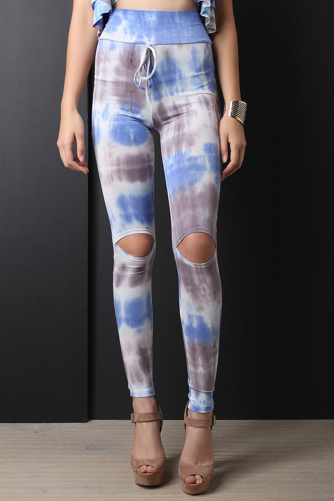 Tie Dye Knee Slit Leggings