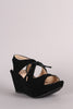 Bamboo Nubuck Cutout Lace-Up Platform Wedge