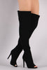 Nubuck Peep Toe Stiletto Over-The-Knee Boots