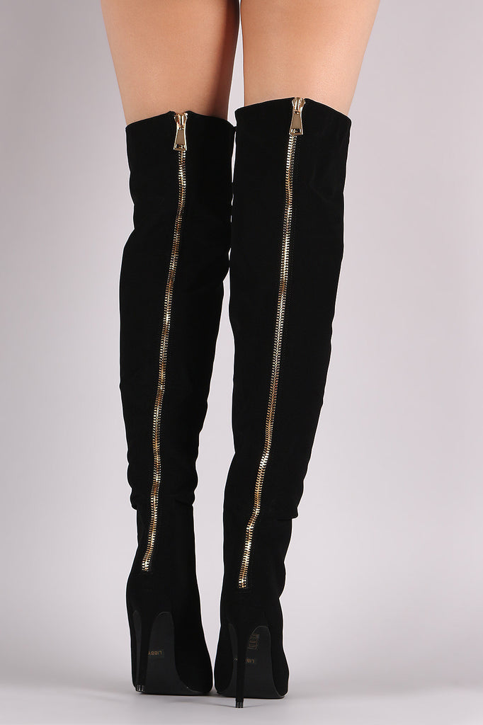 Nubuck Peep Toe Stiletto Over-The-Knee Boots