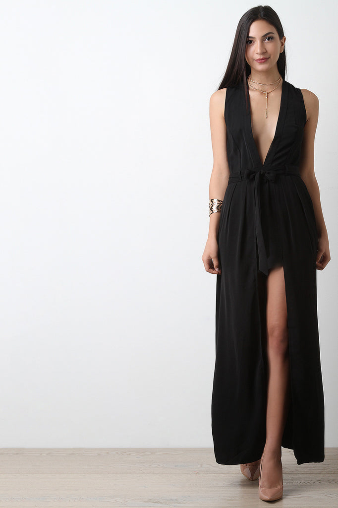 Belted Maxi Wrap Romper