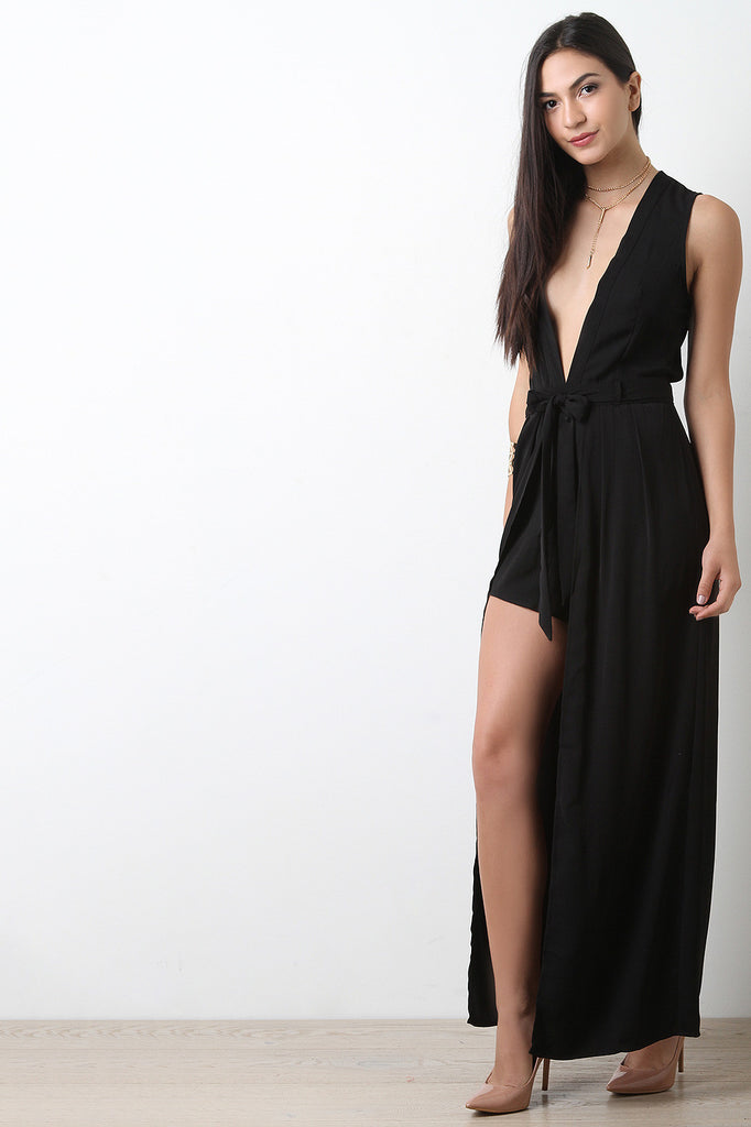 Belted Maxi Wrap Romper